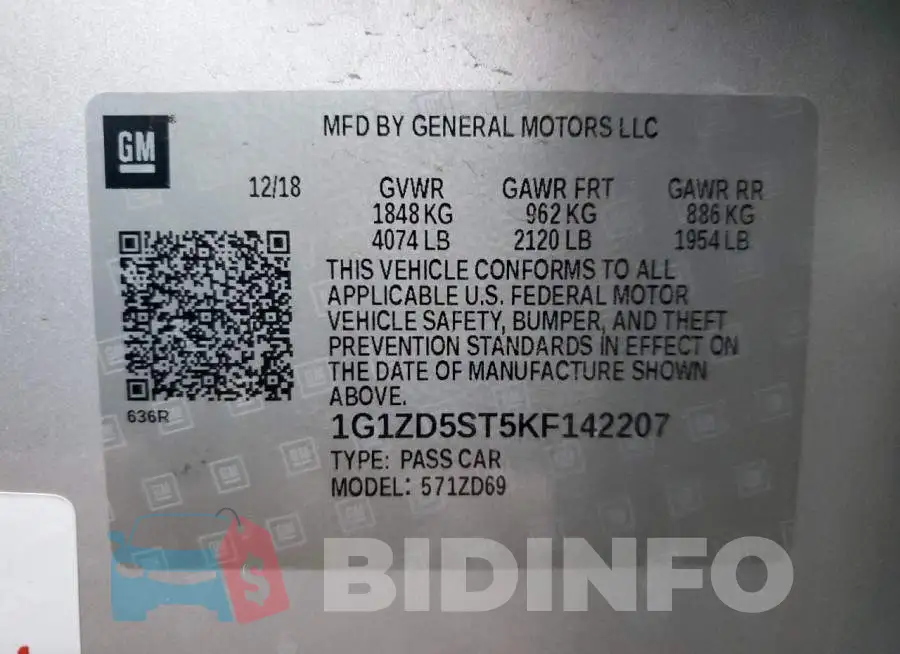1G1ZD5ST5KF142207 Photo# 13