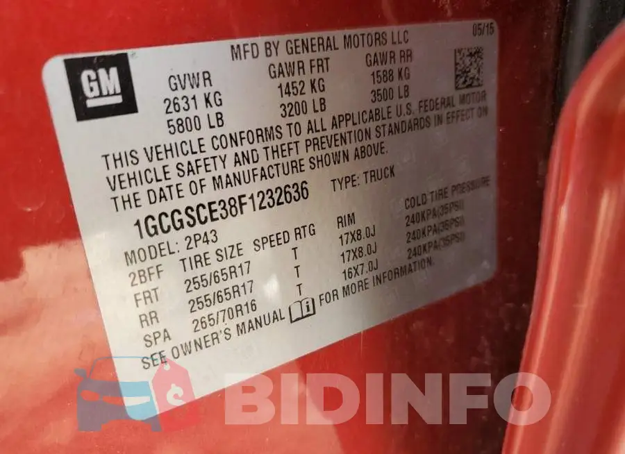 1GCGSCE38F1232636 Photo# 12