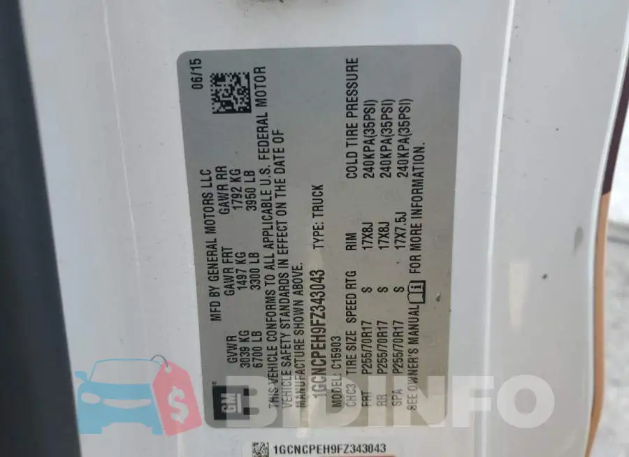 1GCNCPEH9FZ343043 Photo# 12