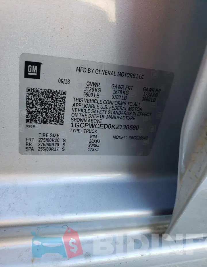 1GCPWCED0KZ130580 Photo# 12