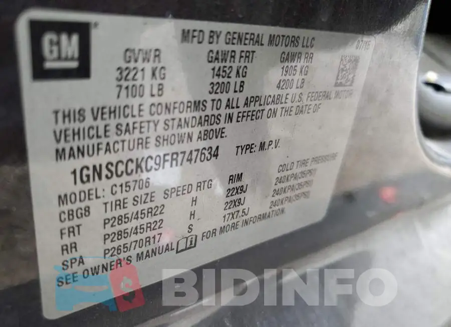 1GNSCCKC9FR747634 Photo# 13