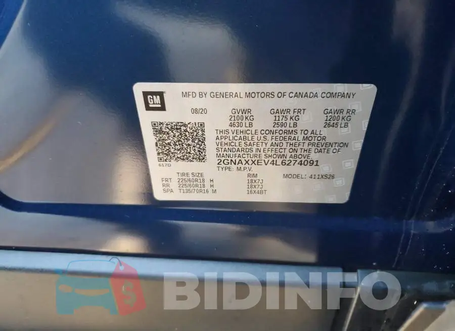 2GNAXXEV4L6274091 Photo# 12