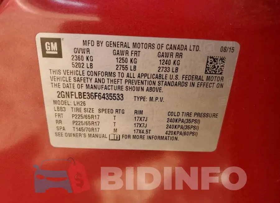 2GNFLBE36F6435533 Photo# 13