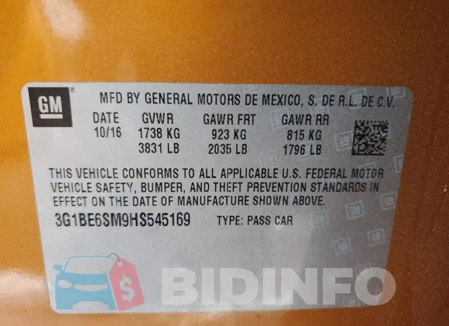 3G1BE6SM9HS545169 Photo# 12