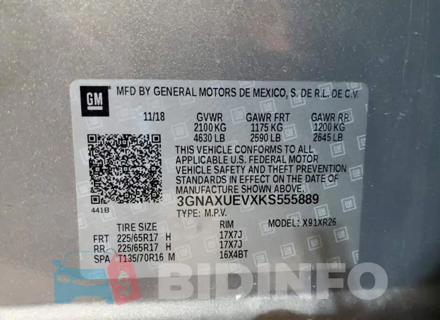 3GNAXUEVXKS555889 Photo# 12