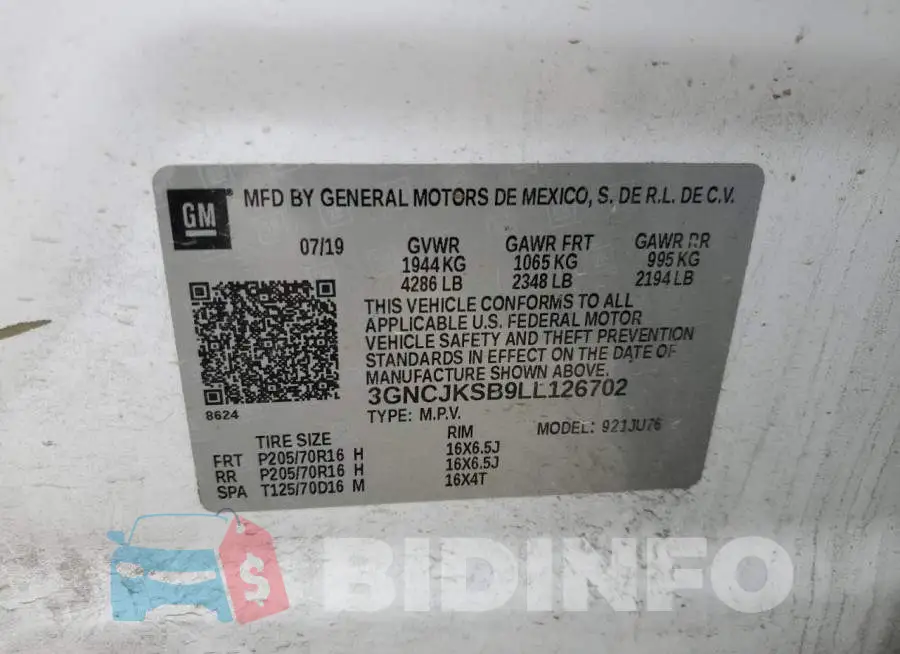 3GNCJKSB9LL126702 Photo# 13