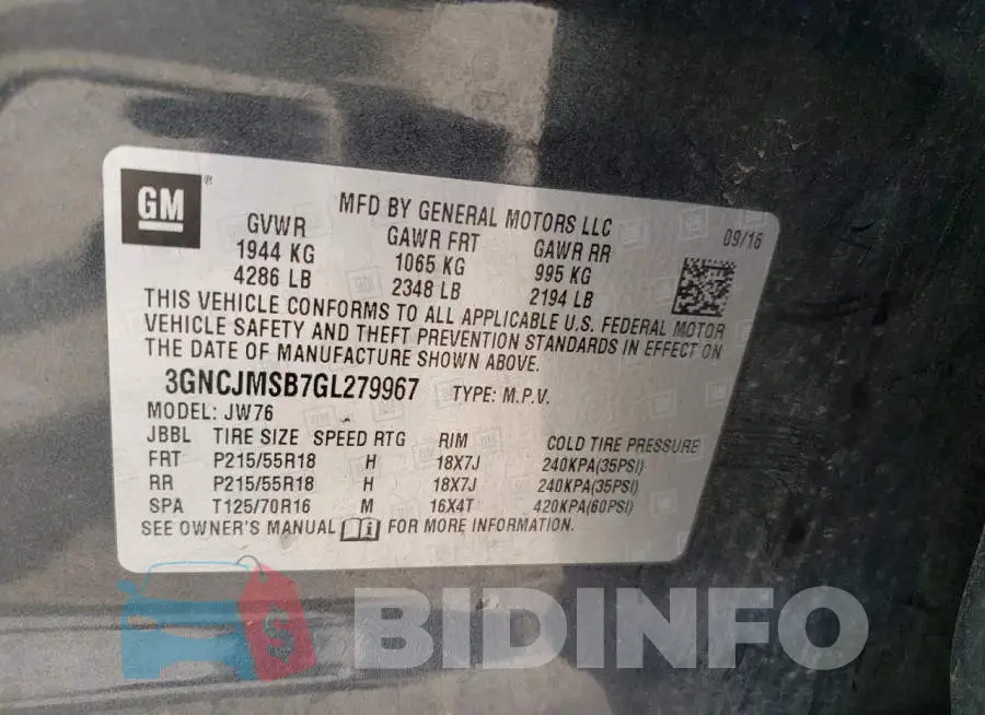 3GNCJMSB7GL279967 Photo# 12