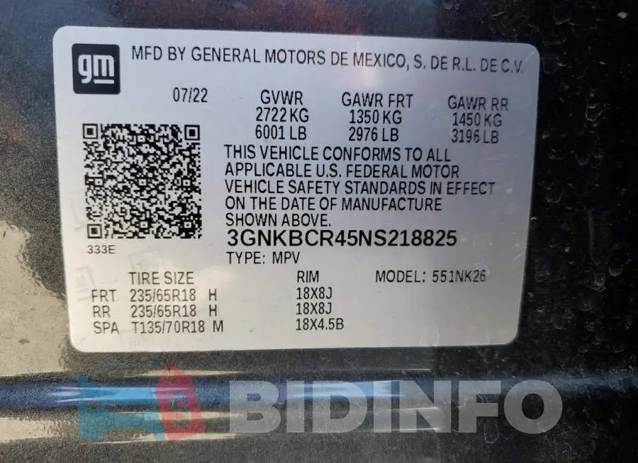 3GNKBCR45NS218825 Photo# 13