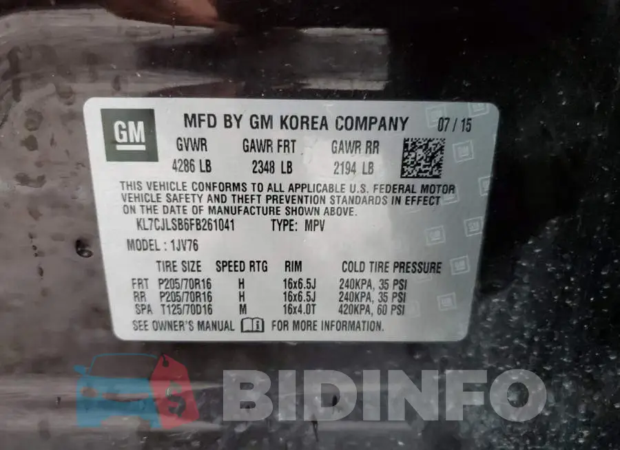 KL7CJLSB6FB261041 Photo# 12
