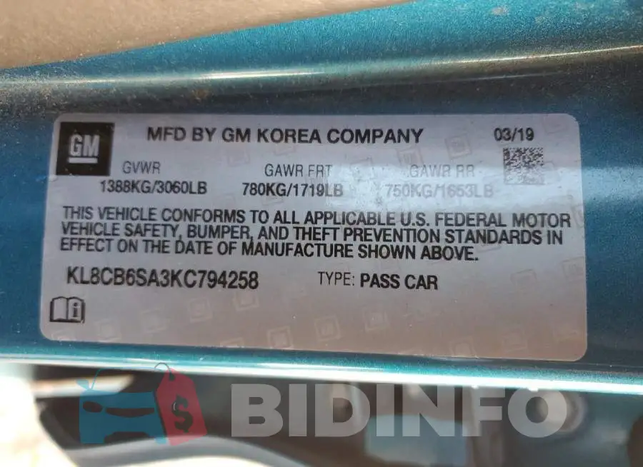 KL8CB6SA3KC794258 Photo# 12