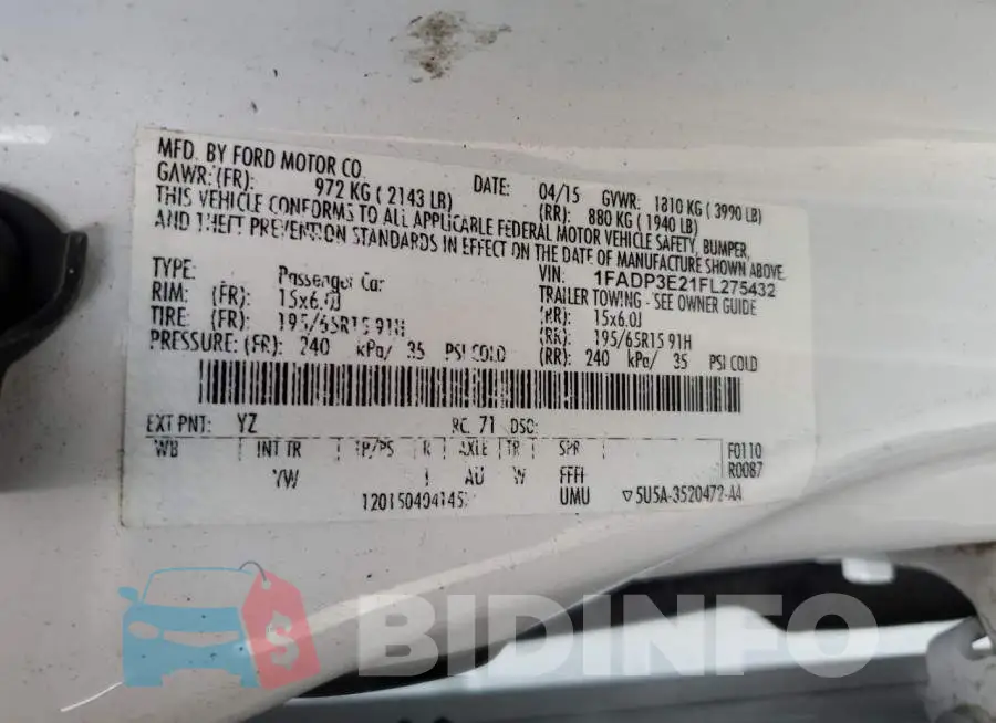 1FADP3E21FL275432 Photo# 12