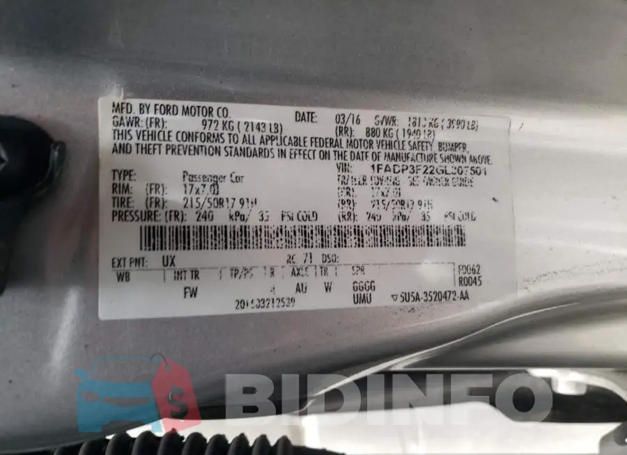 1FADP3F22GL307501 Photo# 12