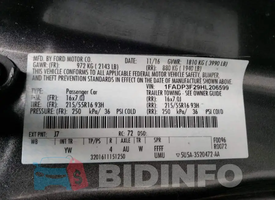 1FADP3F29HL206599 Photo# 12