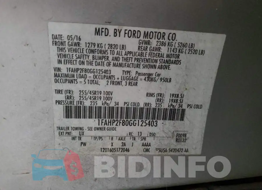 1FAHP2F80GG125403 Photo# 13
