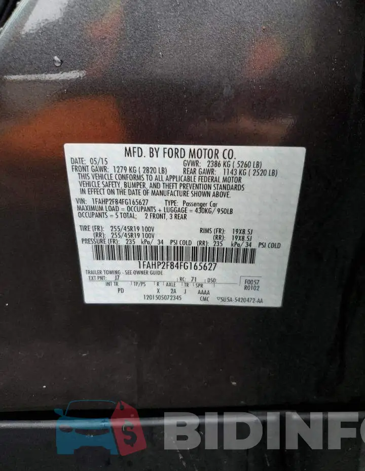 1FAHP2F84FG165627 Photo# 12