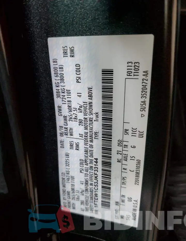 1FTEW1C53JKF33144 Photo# 12