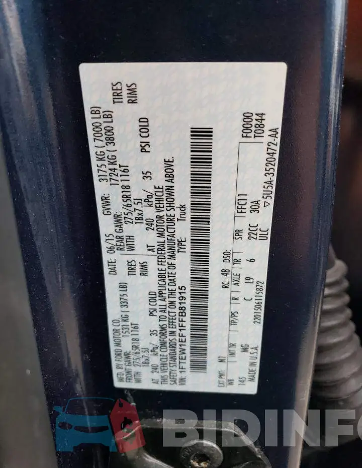 1FTEW1EF1FFB81915 Photo# 13