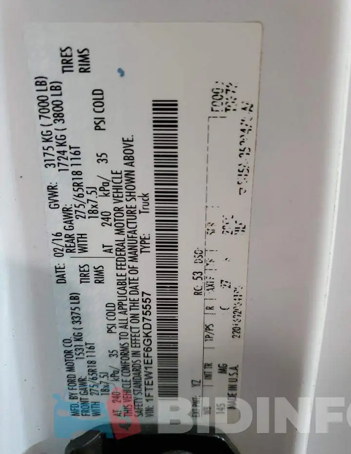 1FTEW1EF6GKD75557 Photo# 12