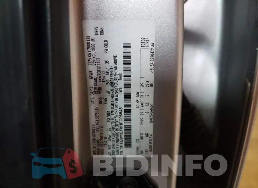 1FTEW1EF8HFC06845 Photo# 12
