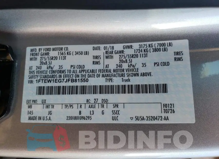 1FTEW1EG7JFB81550 Photo# 12