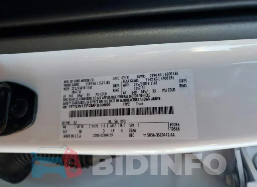 1FTEW1EP2MFB09899 Photo# 13