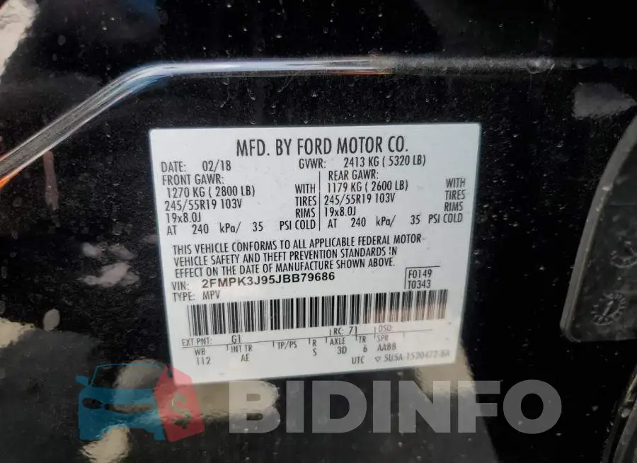 2FMPK3J95JBB79686 Photo# 13