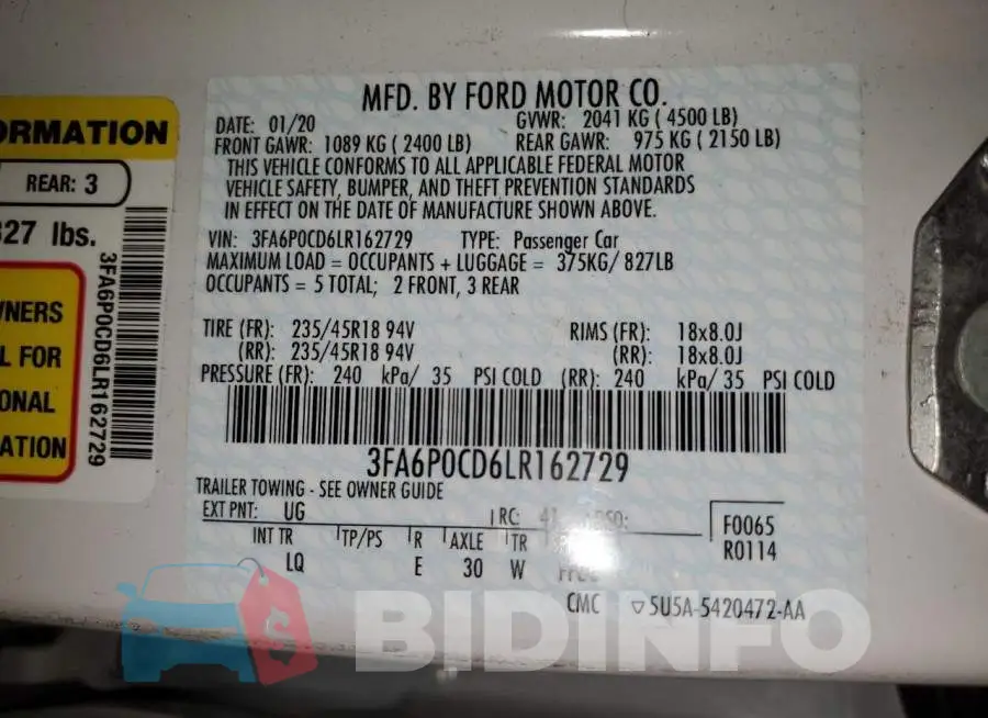 3FA6P0CD6LR162729 Photo# 12
