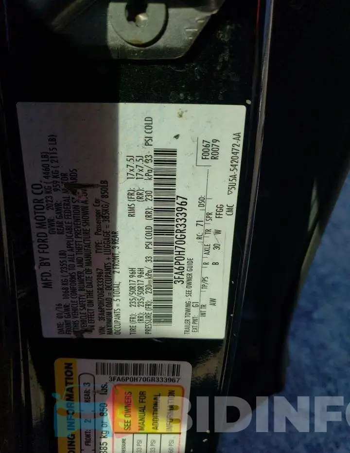 3FA6P0H70GR333967 Photo# 13