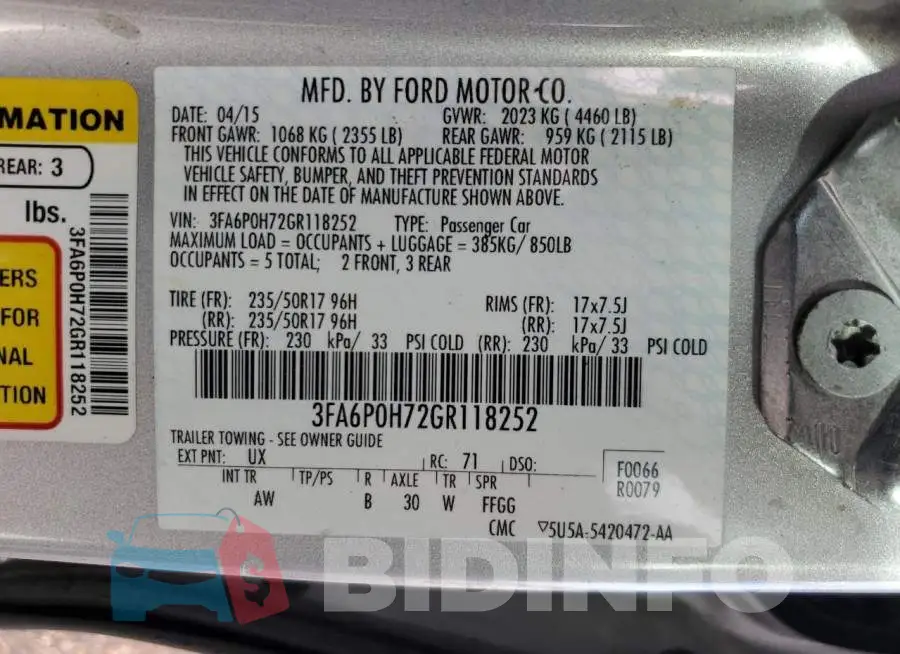 3FA6P0H72GR118252 Photo# 12