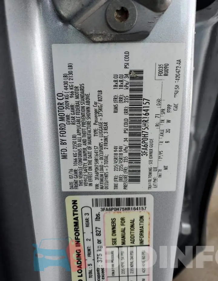3FA6P0H75HR164157 Photo# 12