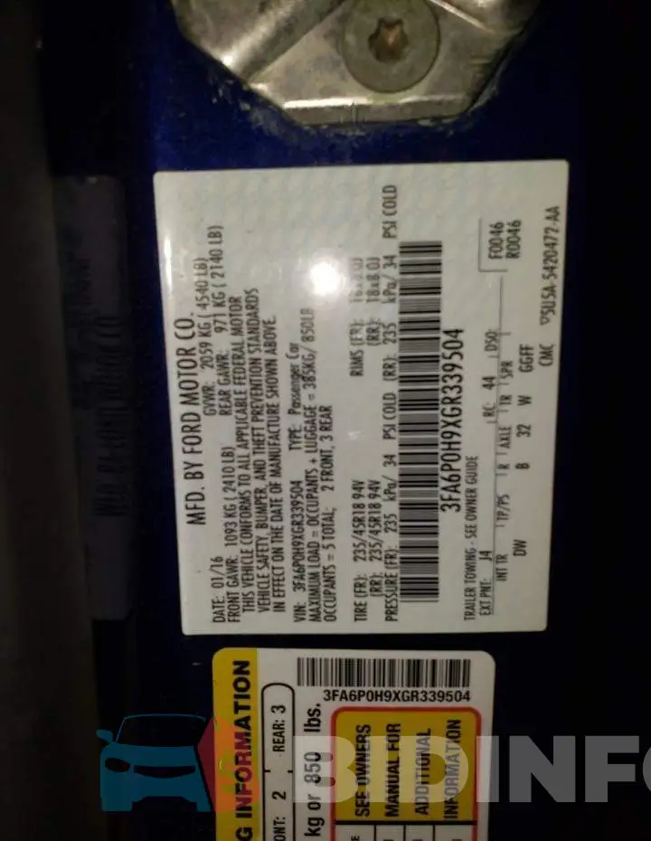 3FA6P0H9XGR339504 Photo# 12