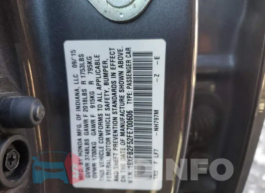 19XFB2F52FE700606 Photo# 13