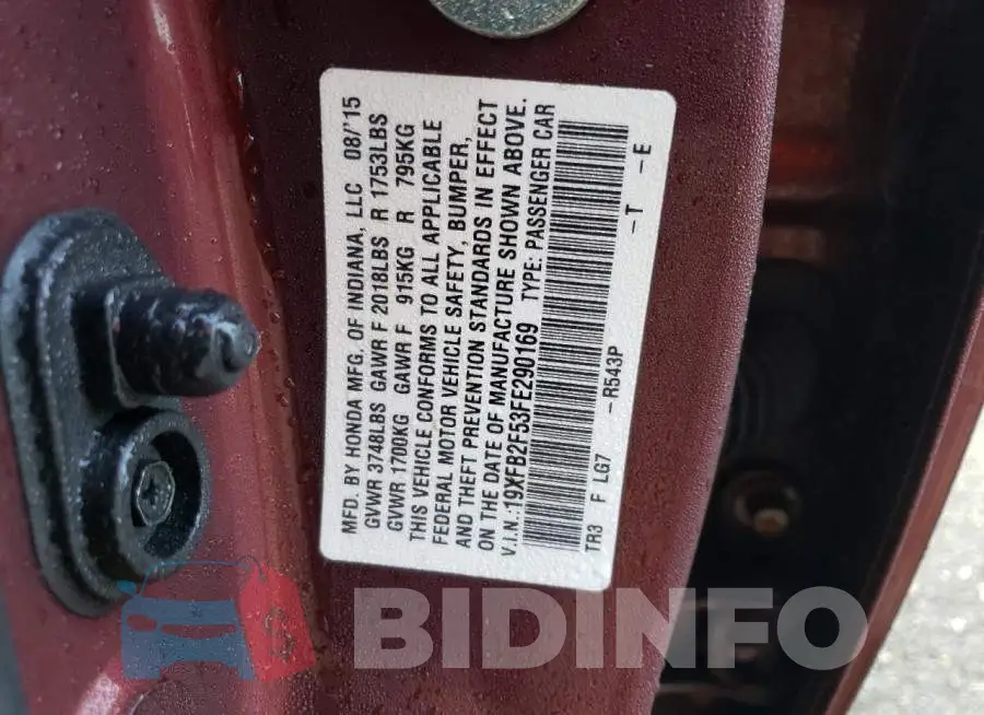 19XFB2F53FE290169 Photo# 13