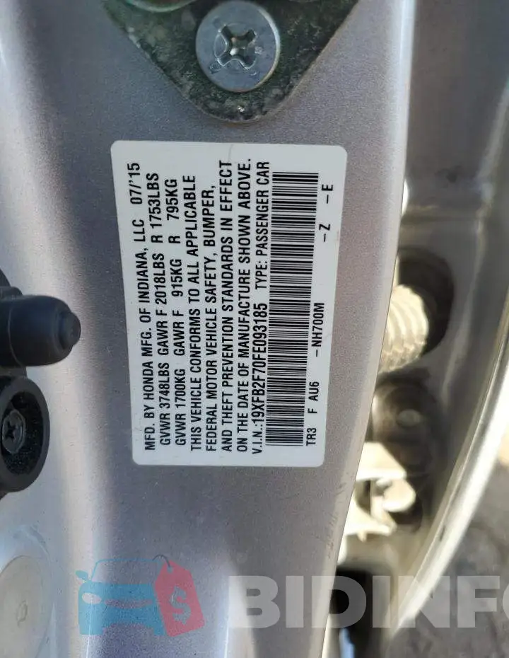 19XFB2F70FE093185 Photo# 12