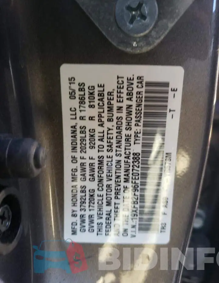 19XFB2F96FE072388 Photo# 12