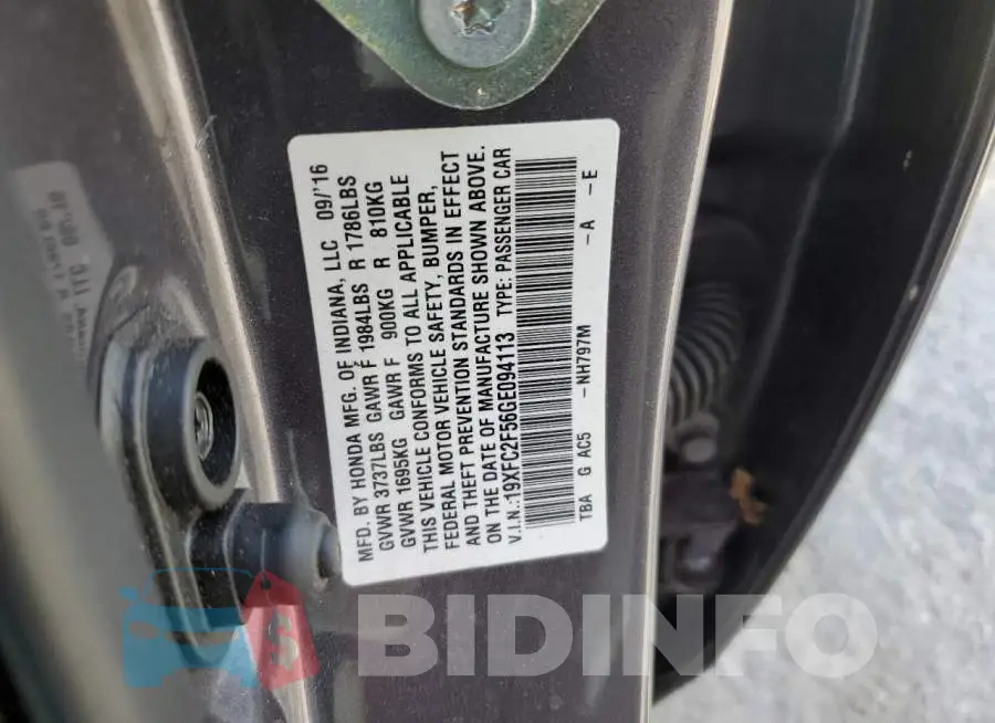 19XFC2F56GE094113 Photo# 12