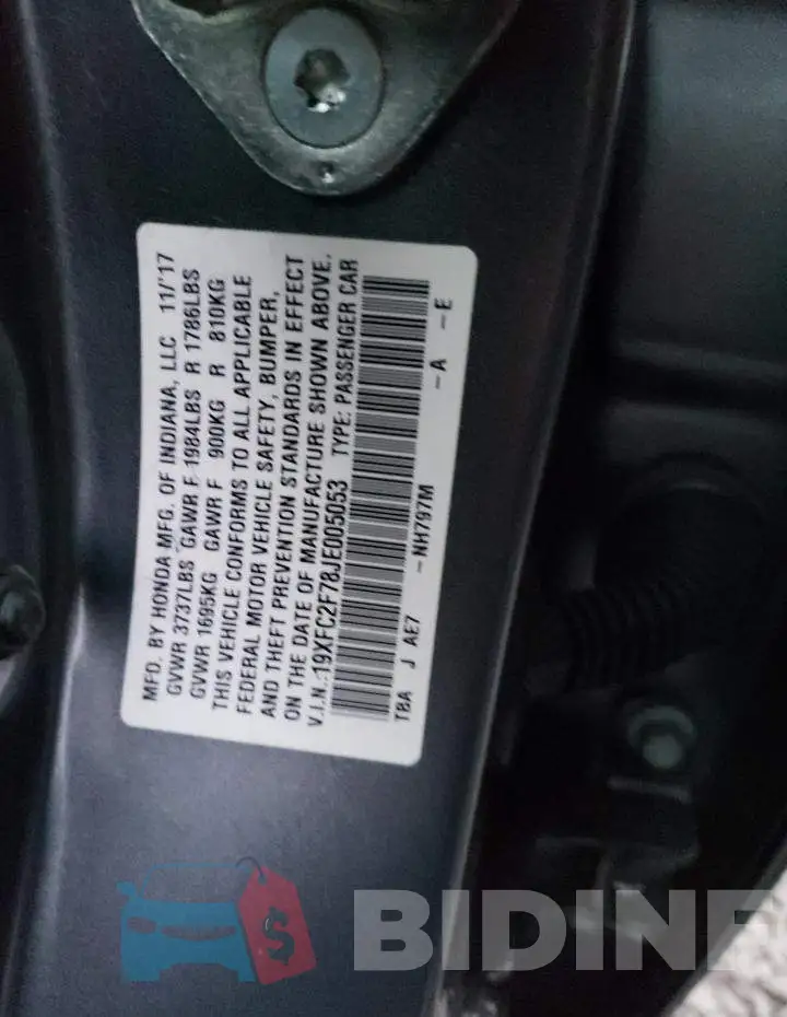 19XFC2F78JE005053 Photo# 12