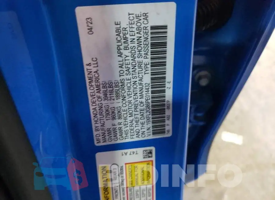 19XFL2G86PE014432 Photo# 12