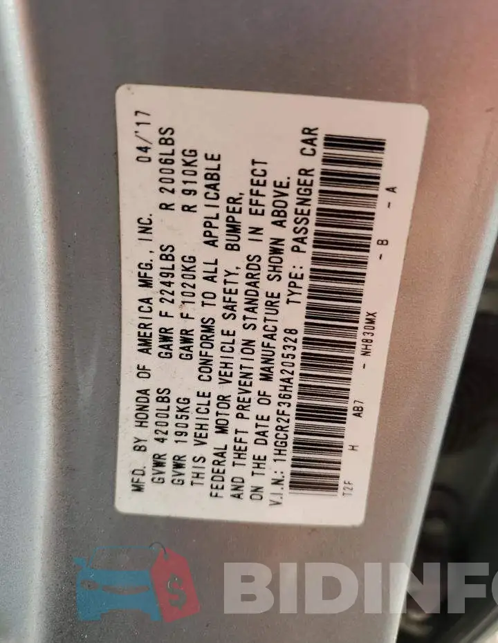 1HGCR2F36HA205328 Photo# 13