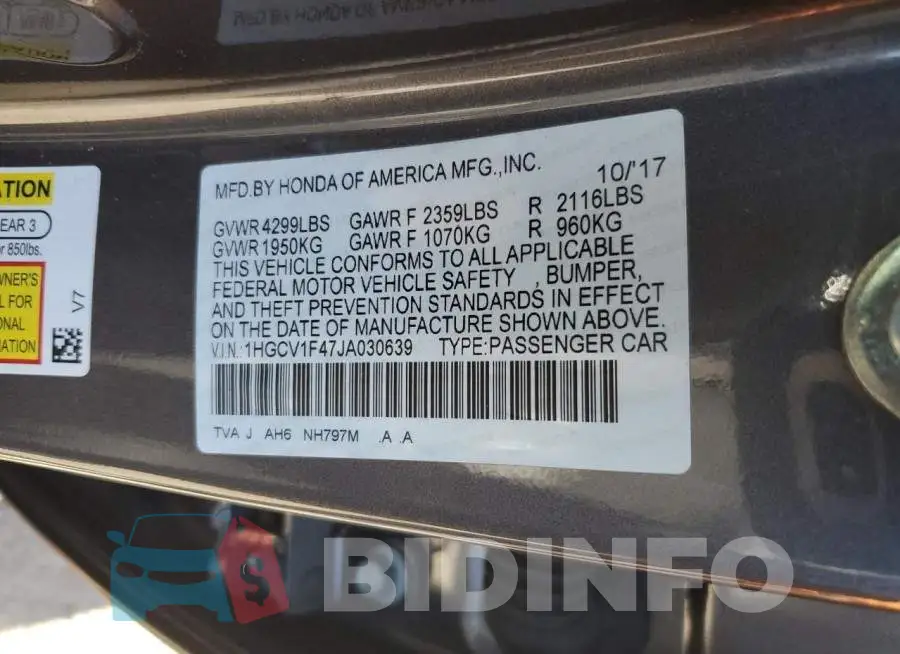 1HGCV1F47JA030639 Photo# 12