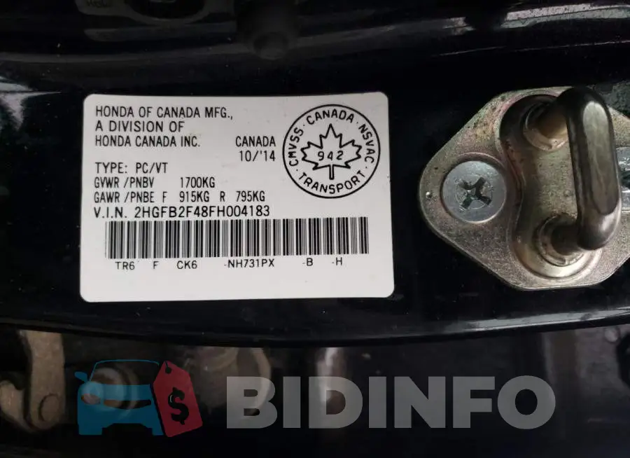 2HGFB2F48FH004183 Photo# 12