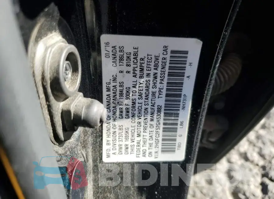 2HGFC2F52GH530882 Photo# 12