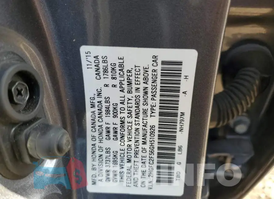 2HGFC2F56GH510926 Photo# 12