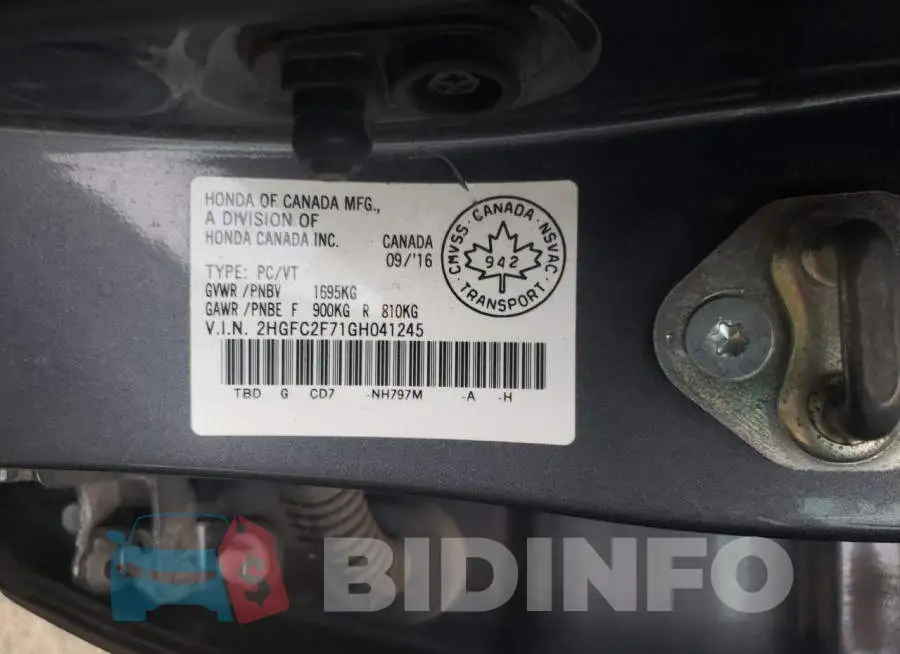 2HGFC2F71GH041245 Photo# 12