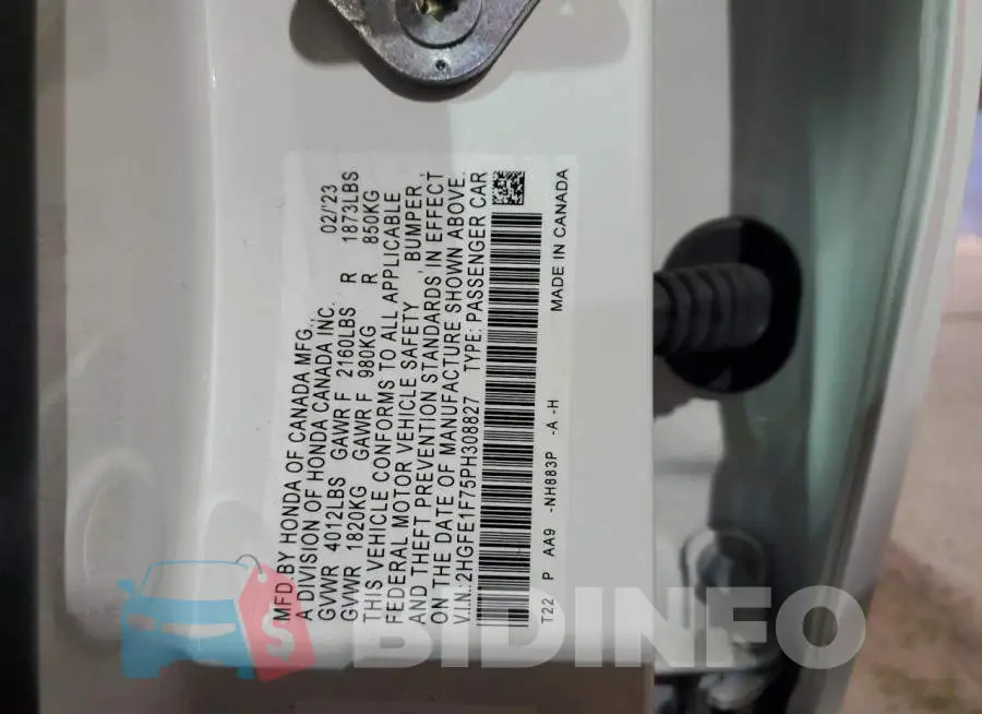 2HGFE1F75PH308827 Photo# 12