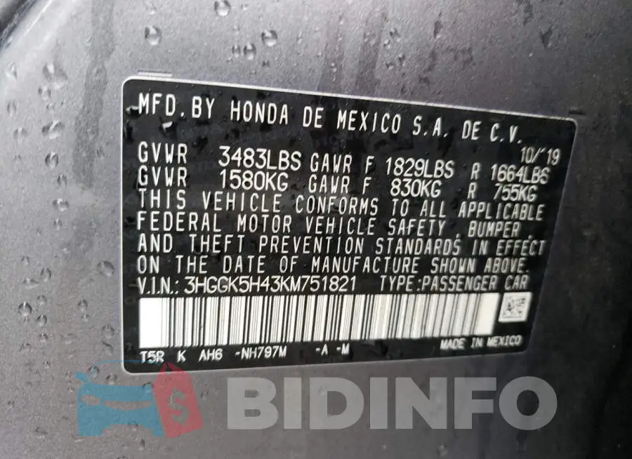 3HGGK5H43KM751821 Photo# 12