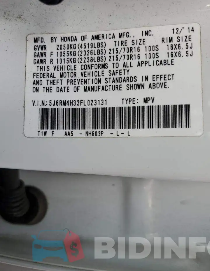 5J6RM4H33FL023131 Photo# 13