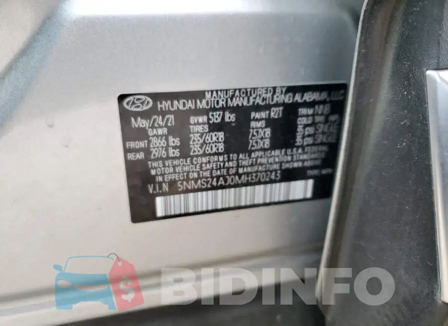 5NMS24AJ0MH370243 Photo# 14