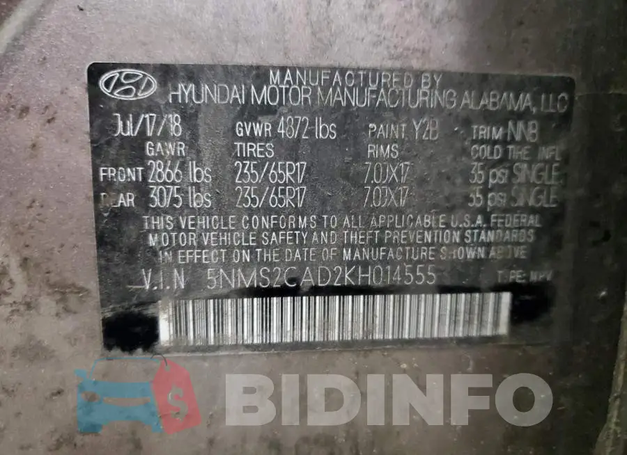 5NMS2CAD2KH014555 Photo# 13