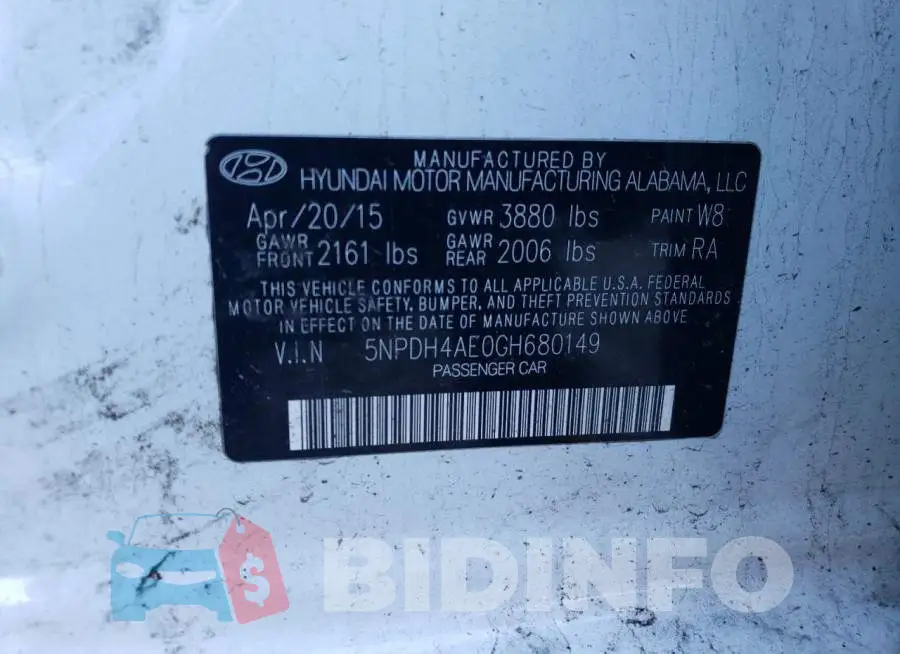 5NPDH4AE0GH680149 Photo# 13
